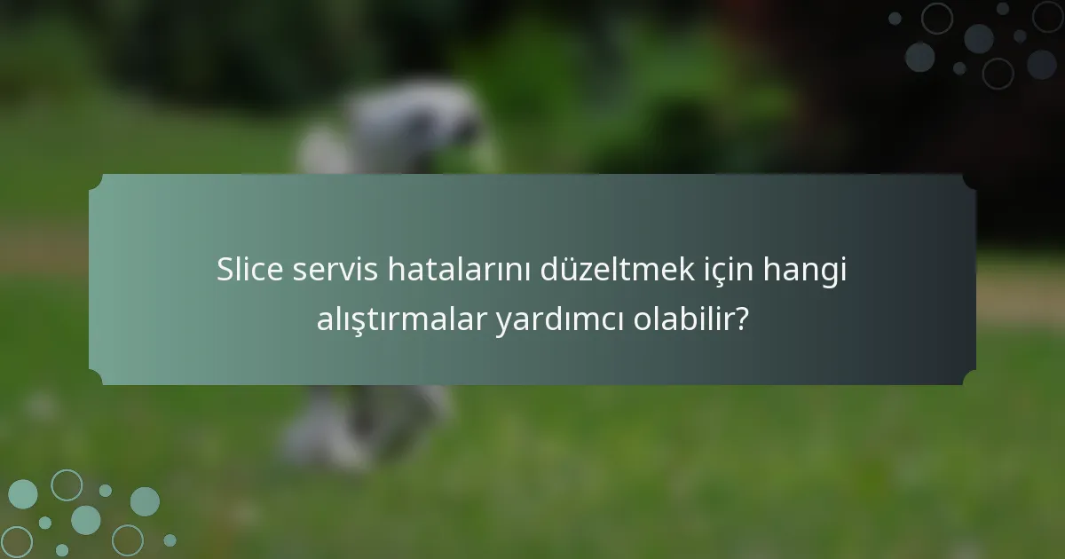 Slice servis hatalarını düzeltmek için hangi alıştırmalar yardımcı olabilir?