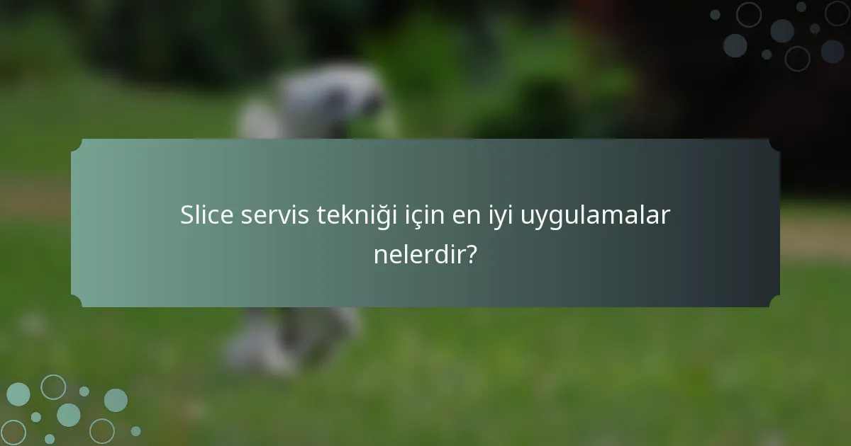 Slice servis tekniği için en iyi uygulamalar nelerdir?