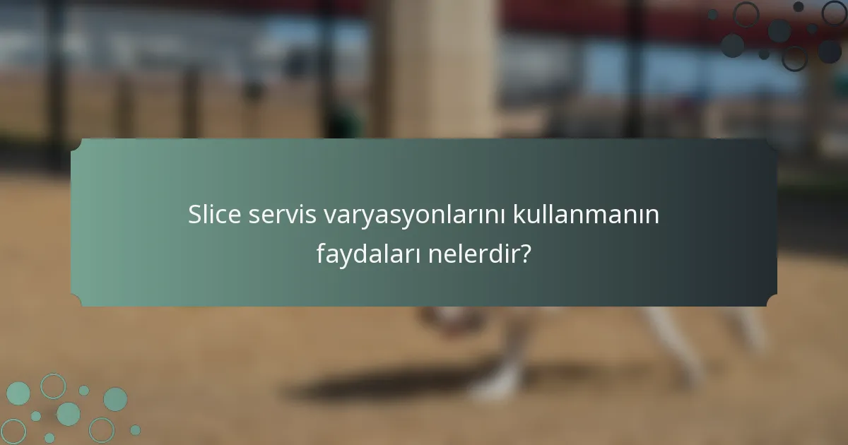 Slice servis varyasyonlarını kullanmanın faydaları nelerdir?